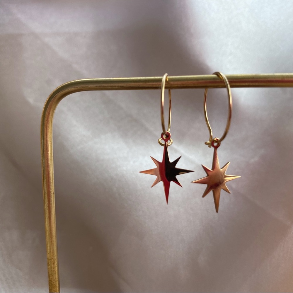 💙18K Goldplated Charm Hoops Earrings - Picture 6 of 14